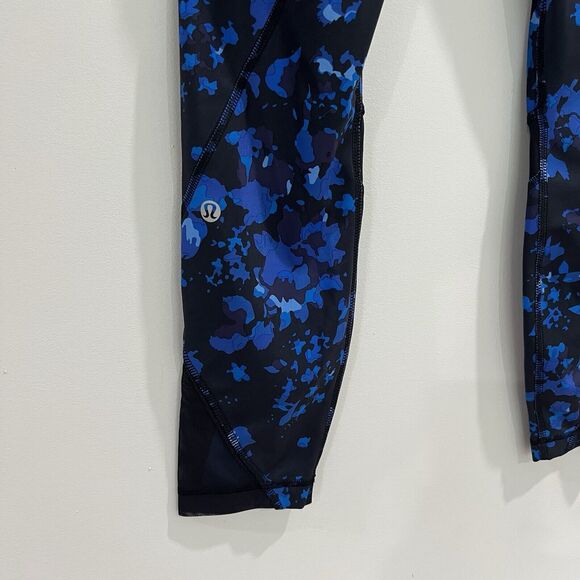 Lululemon Inspire Tight II Full-On Luxtreme Mesh Black Blue Size 6 Athletic Gym - Picture 3 of 6